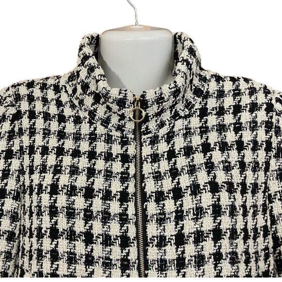 Generation Love Women's Blk/Cream Logan Metallic Sparkle Zip Dressy Jacket SZ L - Picture 6 of 10